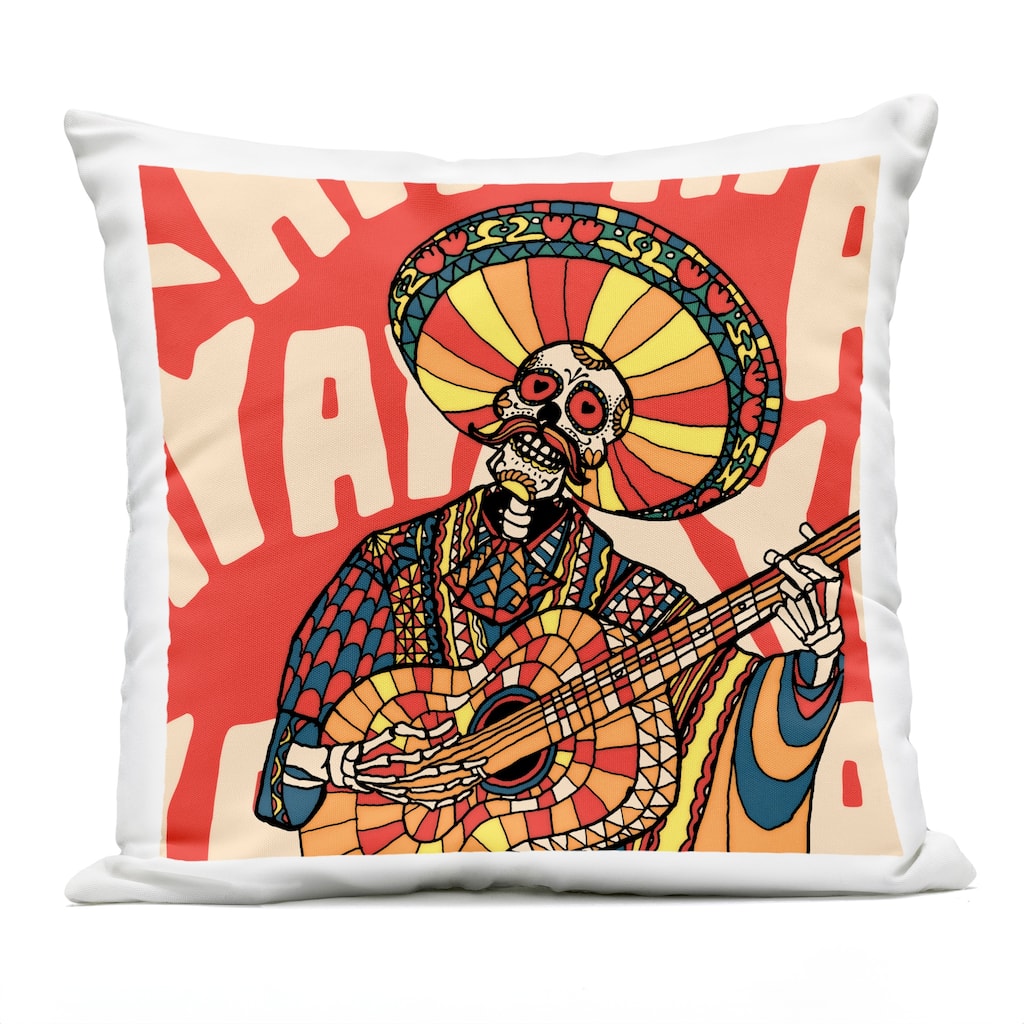 Stupell Day Of Dead Guitarist Skeleton Printed Outdoor Throw Pillow Design by Ali Gulec