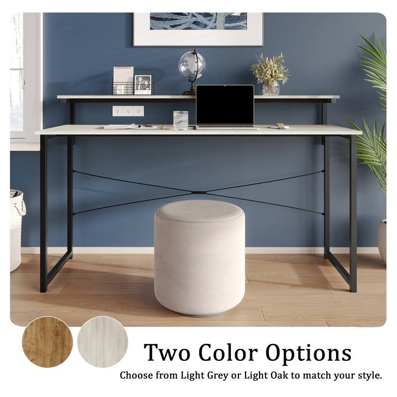 CraftPorch Minimalist 55-Inch Metal Computer Desk With Shelf