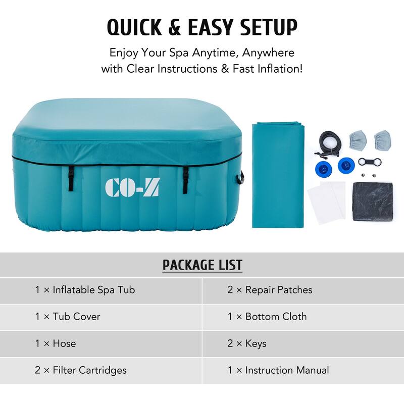 Round Inflatable Hot Tub, 2-4 Person Portable Blow Up Hot Tub, Leak-Proof PVC Outdoor Spa With 120 Air Jets, Insulated Cover & Heater Pump, 71" X 71" X 25