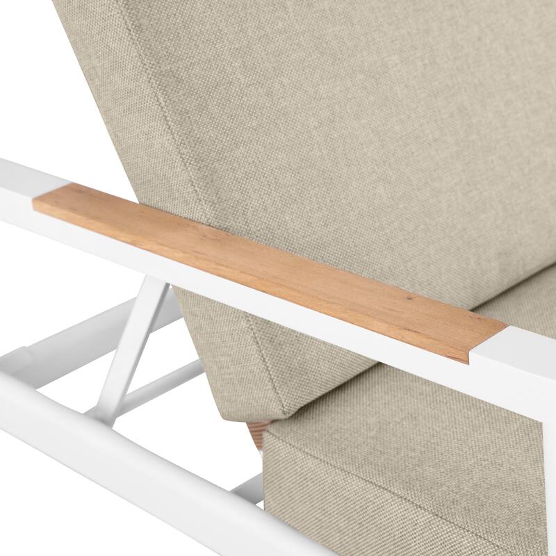 Arlo Teak & Wicker Aluminum Dual-Use Outdoor Chaise Lounge (Set of 2)