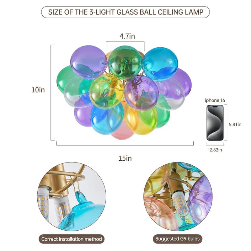 Colorful Glass Bubble Ball Swirled Glass Chandelier - Multicolor - Multicolor