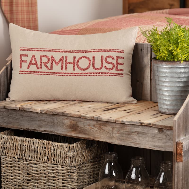 Sawyer Mill Farmhouse Pillow - Country Red/Khaki/Creme