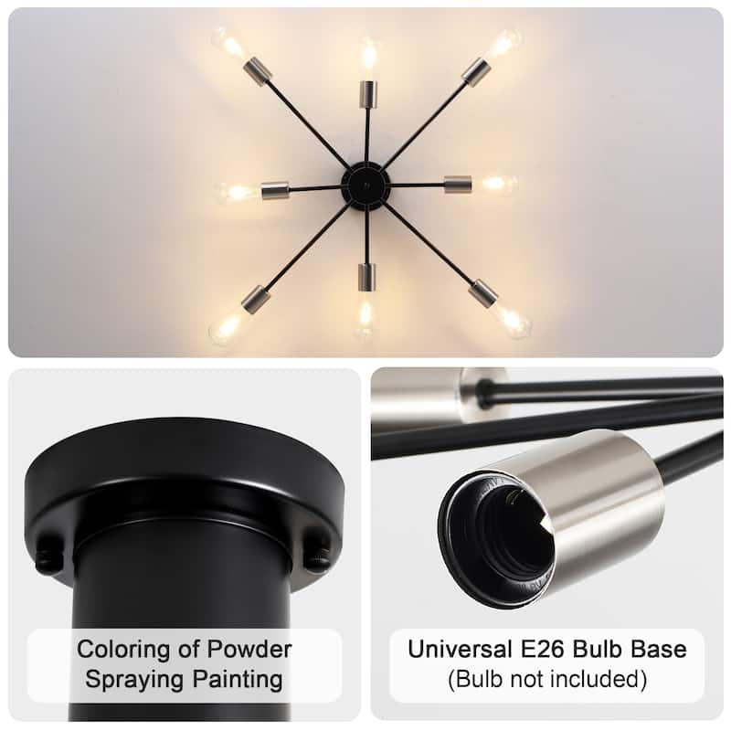 8-Light Modern Semi Flush Mount Lights for Kitchen Study Living Room