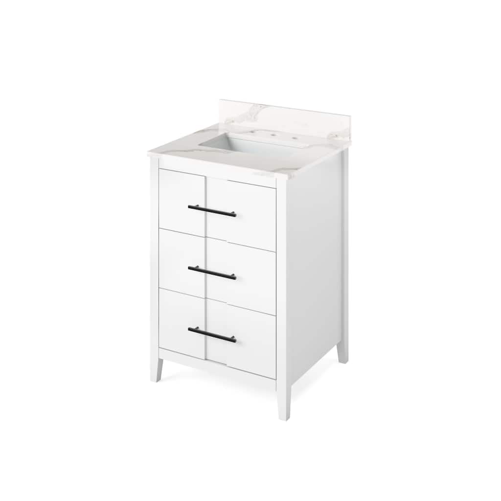 Jeffrey Alexander VKITKAT24R-QUARTZ Katara 24" Free Standing Vanity