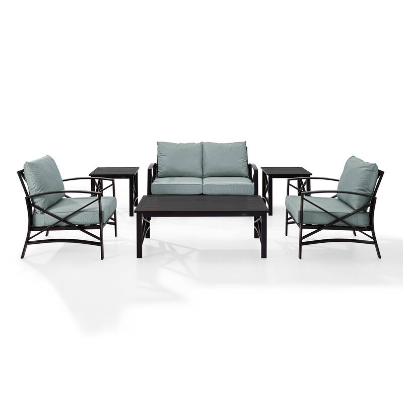 Crosley Kaplan 6 Pc Outdoor Loveseat Patio Furniture Set - 164"W x 65.5"D x 36.5"H