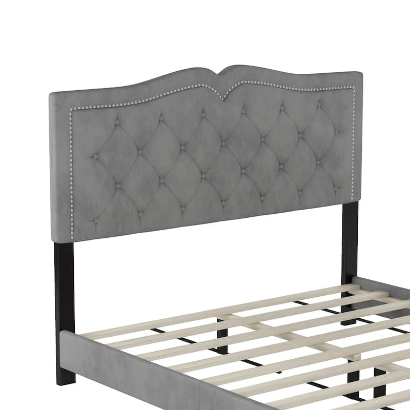 Elegant Design Upholstered Platform Bed Frame with Headboard