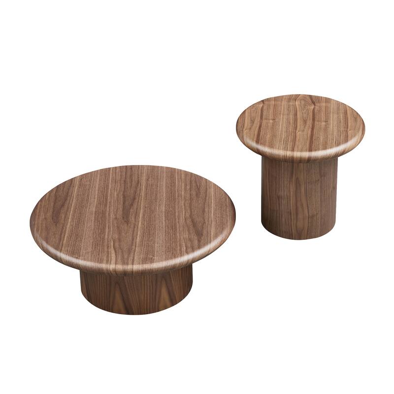 2-Piece Modern Round Coffee Table Set