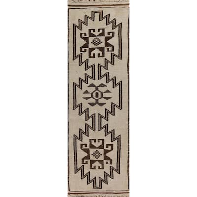 Natural Dye Tribal Kurdish Turkish Runner Rug Handmade Wool Carpet - 3'2"x 12'8"