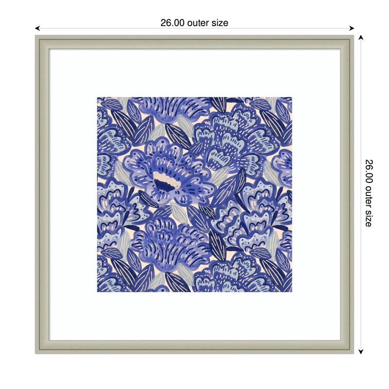 Kate and Laurel Framed Art Painted Flowers Blue by Carrie Cantwell