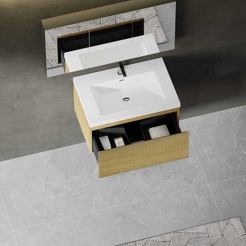 ABRUZZO Floating Vanity with Integrated Top Sink Soft-Close Wall-Mount Bathroom Cabinet
