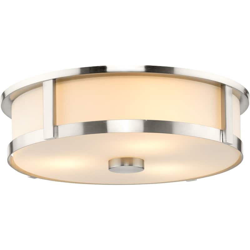 Gilliam Collection Three-Light Brushed Nickel New Traditional Flush Mount - 16.12 in x 16.12 in x 4.37 in