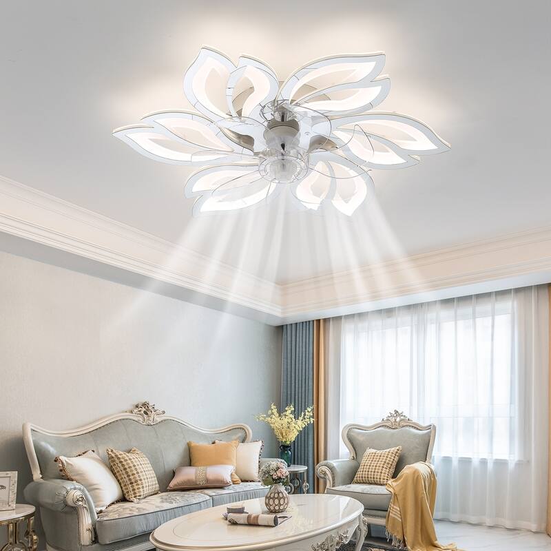 30'' 7 - Blade Ceiling Fan with LED Lights，Indoor Remote Control Ceiling Fans with Lights