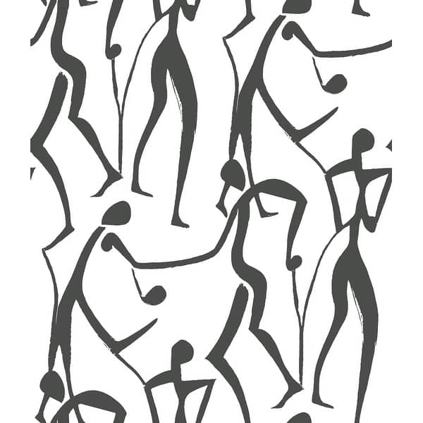 slide 2 of 7, York Wallcoverings Joyful Dancers Carbon Black Wallpaper