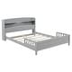 preview thumbnail 75 of 77, Pine Wood Platform Bed Low-Profile Bed Frame with Storage Headboard, Motion Sensor LED Light, Movable Guardrail, Slats Support