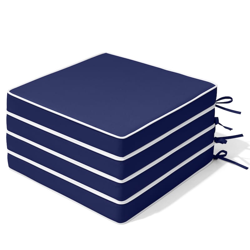 VredHom 17''/18.8'' Square Outdoor Chair Pad (Set of 2/4) - NavyBlue-4PC - 17''X17''X2.5''