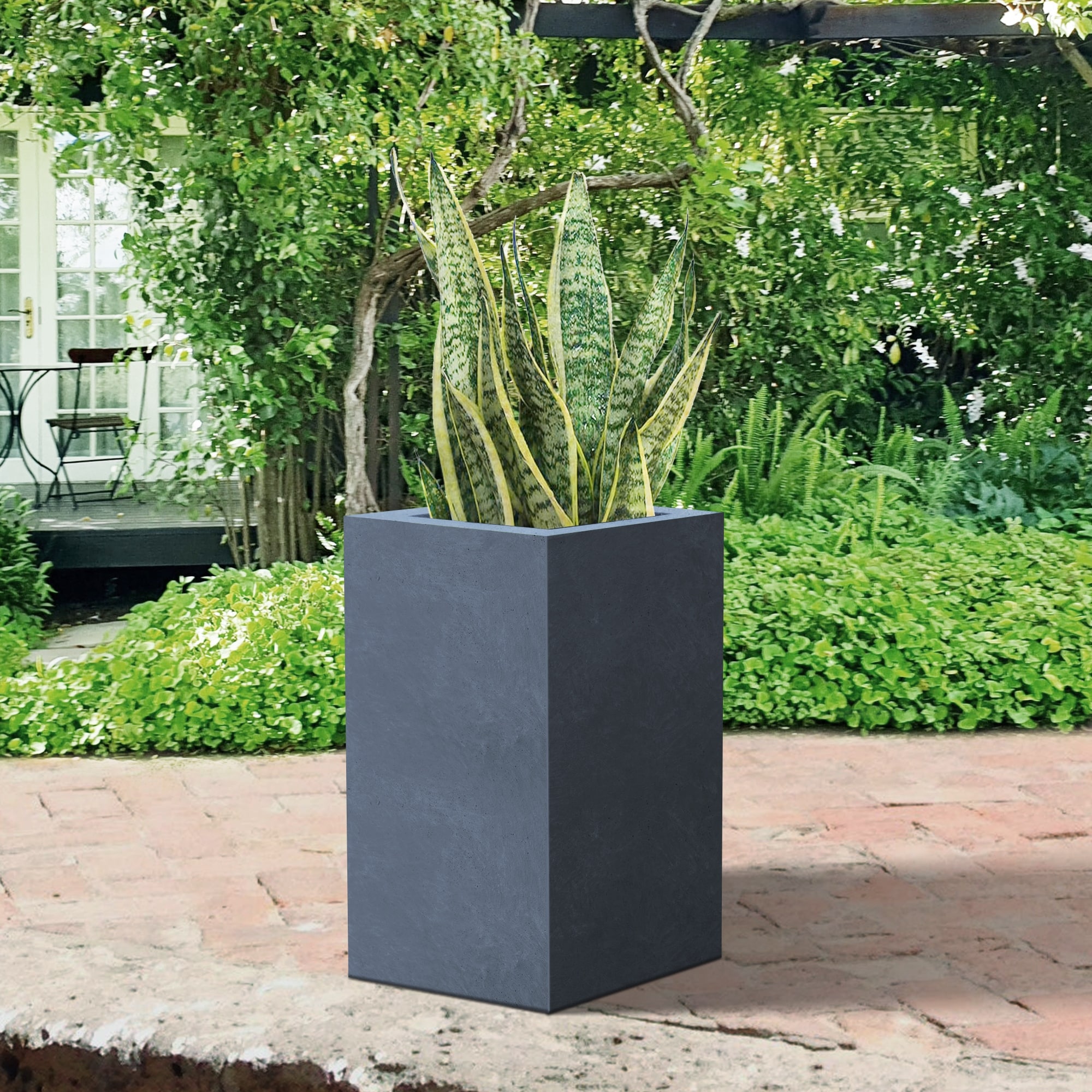 Durx-litecrete Lightweight Concrete Tall Light Granite Planter-Large - 14" W x 28" H