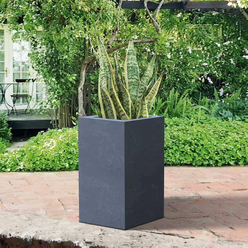 Durx-litecrete Lightweight Concrete Tall Light Granite Planter-Medium - 11'x11'x23.6'