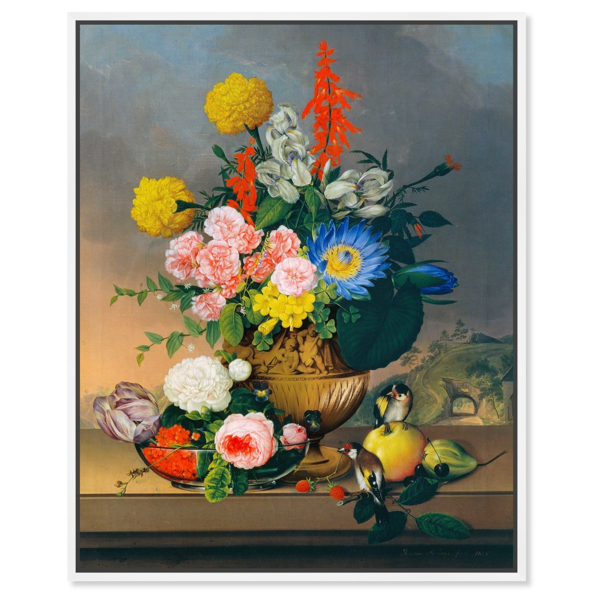 Still Life With Bouquet Bronze Canvas Farmhouse Wall Art by Art Remedy