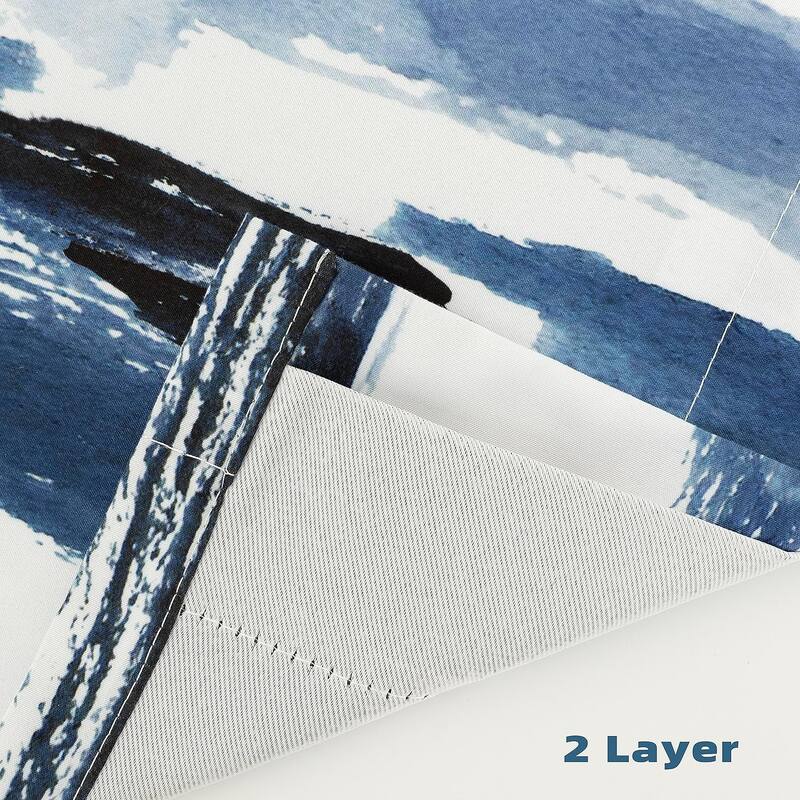 Ink Blue Brush Pattern Blackout Curtain Panel