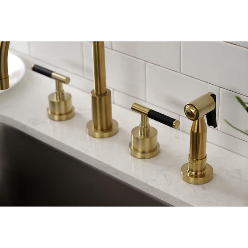 Kingston Brass Kaiser Widespread Kitchen Faucet with Brass Sprayer