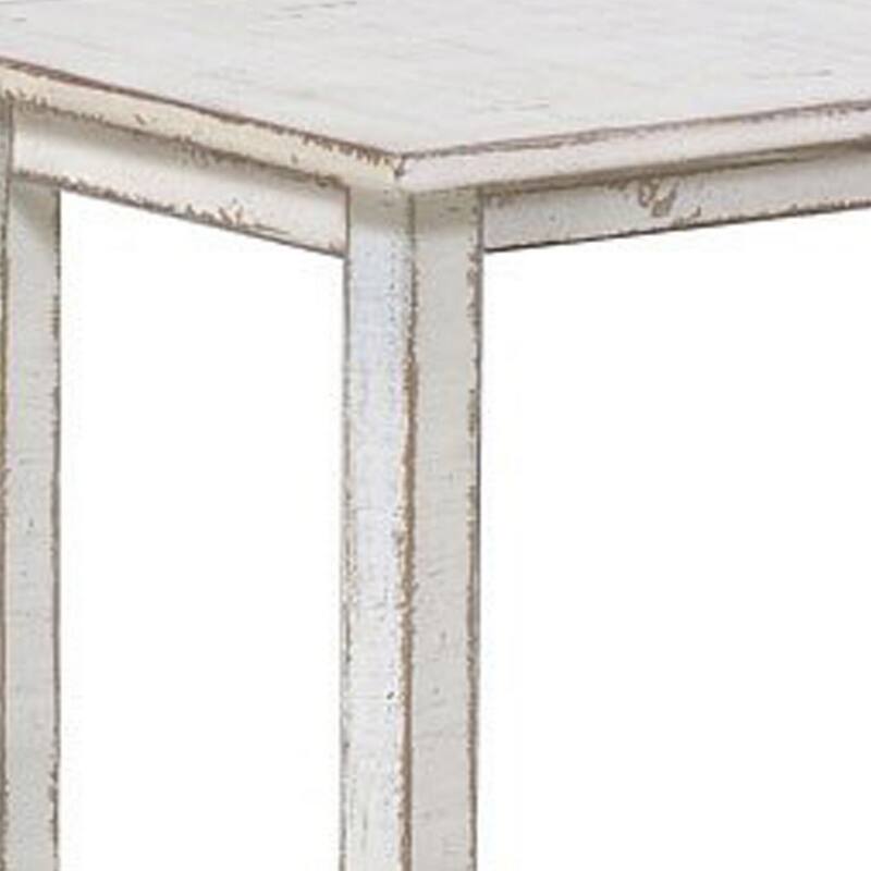 Rena Bar Height Table, 48 Inch Rectangular White Sand Mahogany Wood