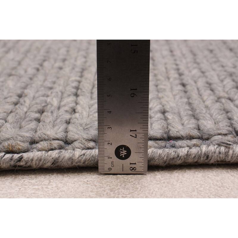 ECARPETGALLERY Braid weave Sienna Grey Wool Rug - 2'4 x 21'10