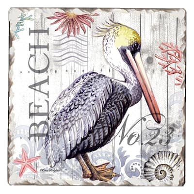 Counterart Absorbent Stone Coasters - Harbor Life - Set of 4 - 4x4x24
