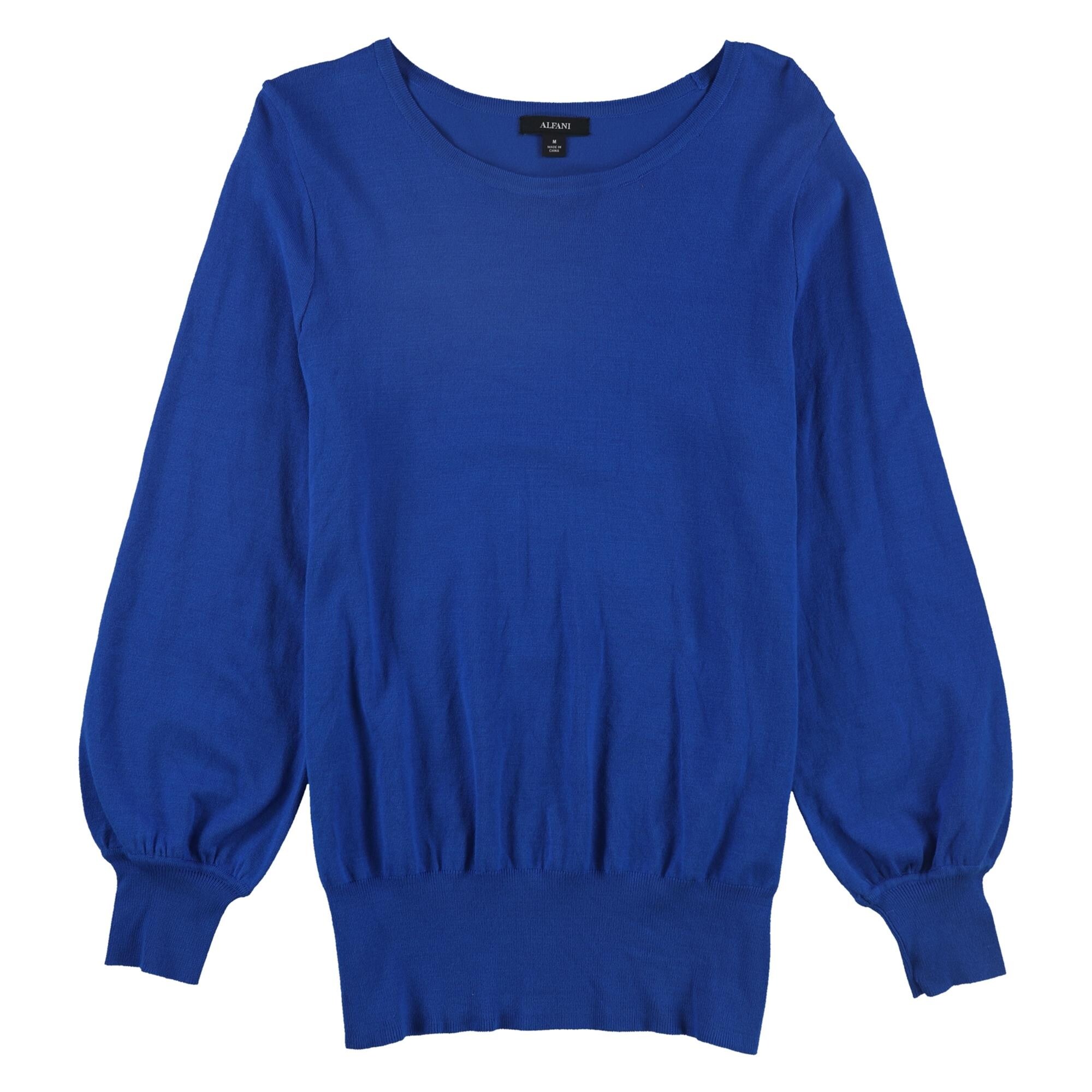 Alfani Women's Bishop Sleeve Pullover Sweater - Blue, Size Large