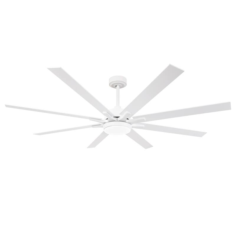 65" Integrated LED White Dimmable Ceiling Fan with Light and Remote - 65" D x 65" W x 13.4" H