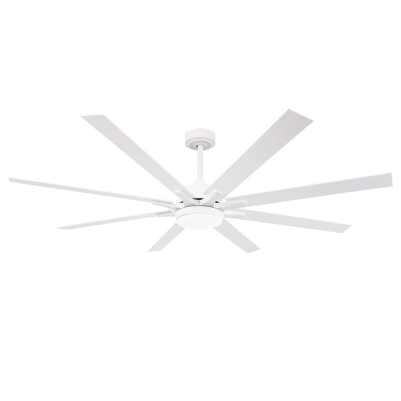 65 in. Integrated LED White Dimmable Ceiling Fan with Light and Remote - 65" D x 65" W x 13.4" H