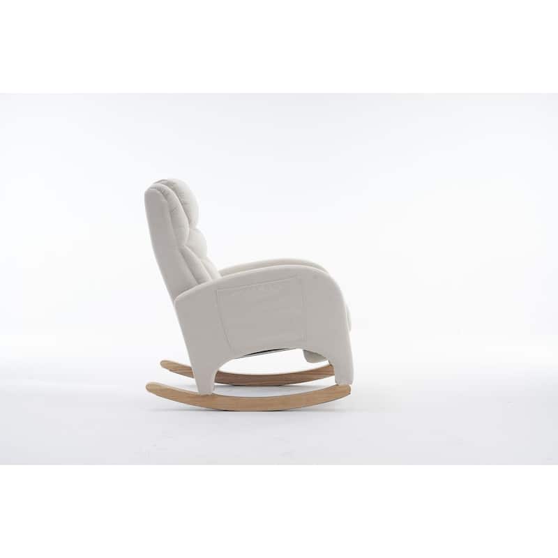 Fabric Nursery Rocking Chair With Adjustable Footrest