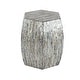preview thumbnail 15 of 19, Gray Mother of Pearl Shell Handmade Shell Mosaic Hexagon Accent Table with Brown Accents