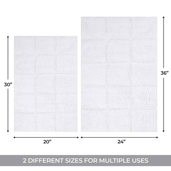 dimension image slide 8 of 10, Superior Cotton Checkered 2-piece Non-skid Bath Rug Set