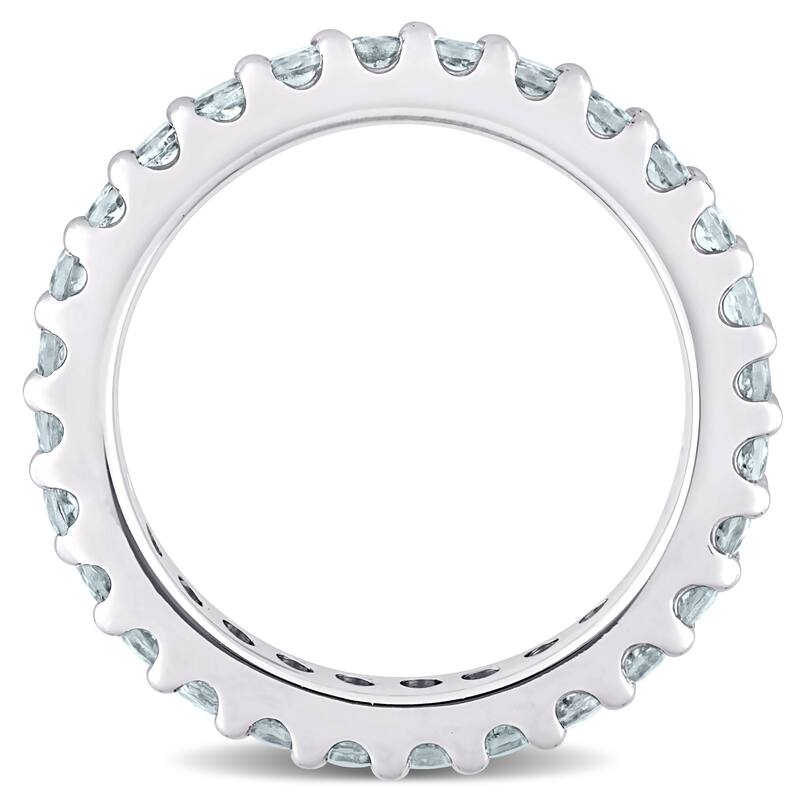 Miadora 7/8ct TGW Aquamarine Eternity Ring in 10k White Gold