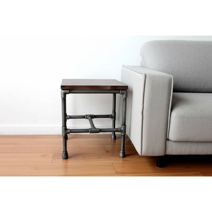 HomeRoots 16" Brown and Silver Distressed Solid Wood and Iron Square End Table - 18 in. x 16 in. x 18 in.