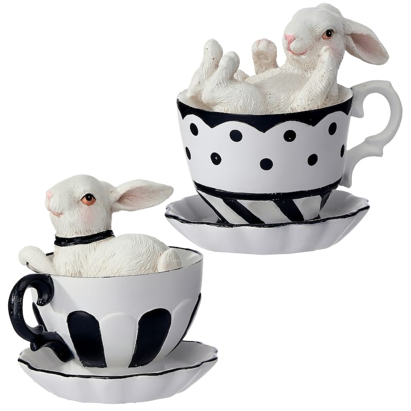 3.5" Resin Bunny Teacup Set of 2