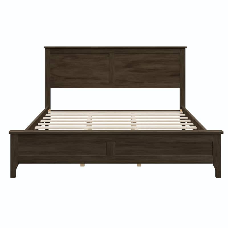 Modern Solid Wood Platform Bed with Sturdy Wooden Slat Support