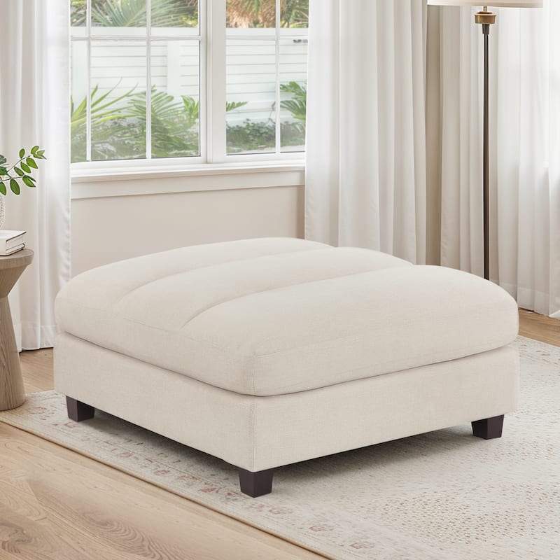 38.6" Plush Chenille Ottoman, Upholstered Cloud Ottoman, Modular Sectional Couches For Living Room, Compressed Memory Foam - Oatmeal white