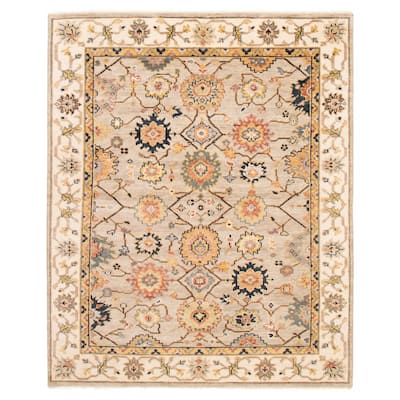ECARPETGALLERY Hand-knotted Jules Serapi Light Grey Wool Rug - 7'10 x 9'10