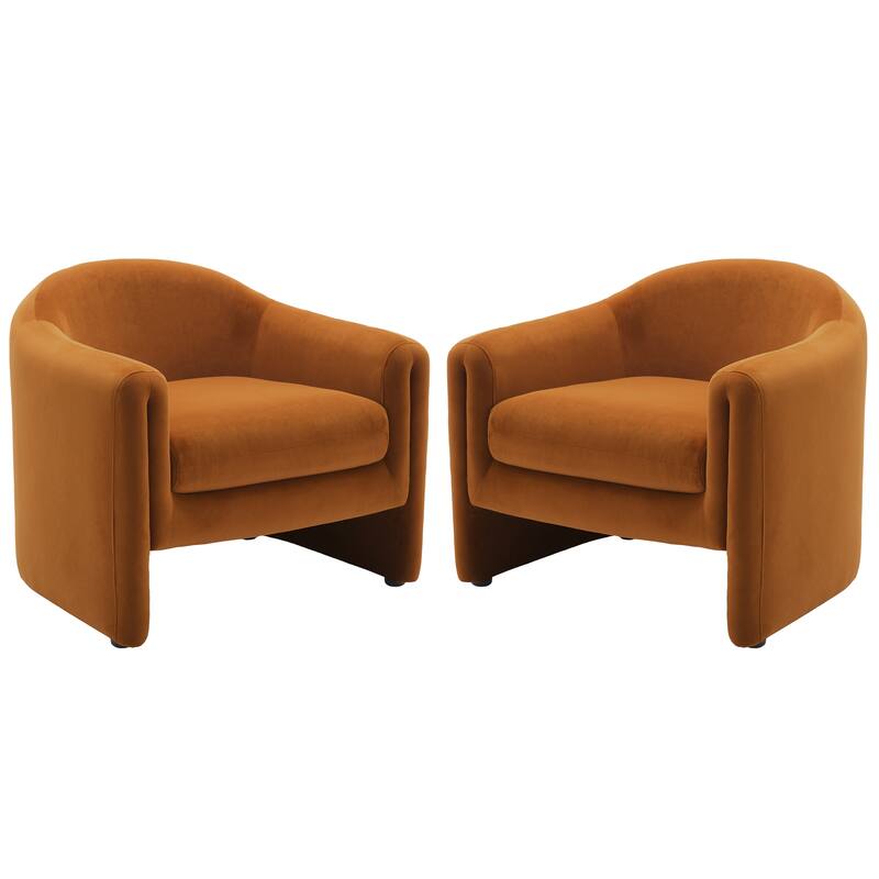 2 Set Modern Upholstered Barrel Accent Chair