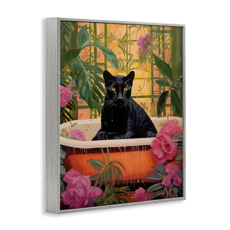 Stupell Lush Tropics Panther Bath Framed Giclee Art Design By Heidi Kuntz