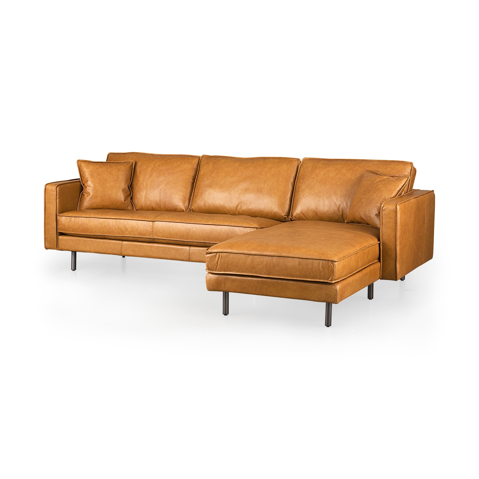Mercana D'Arcy Tan Leather Chaise Sectional