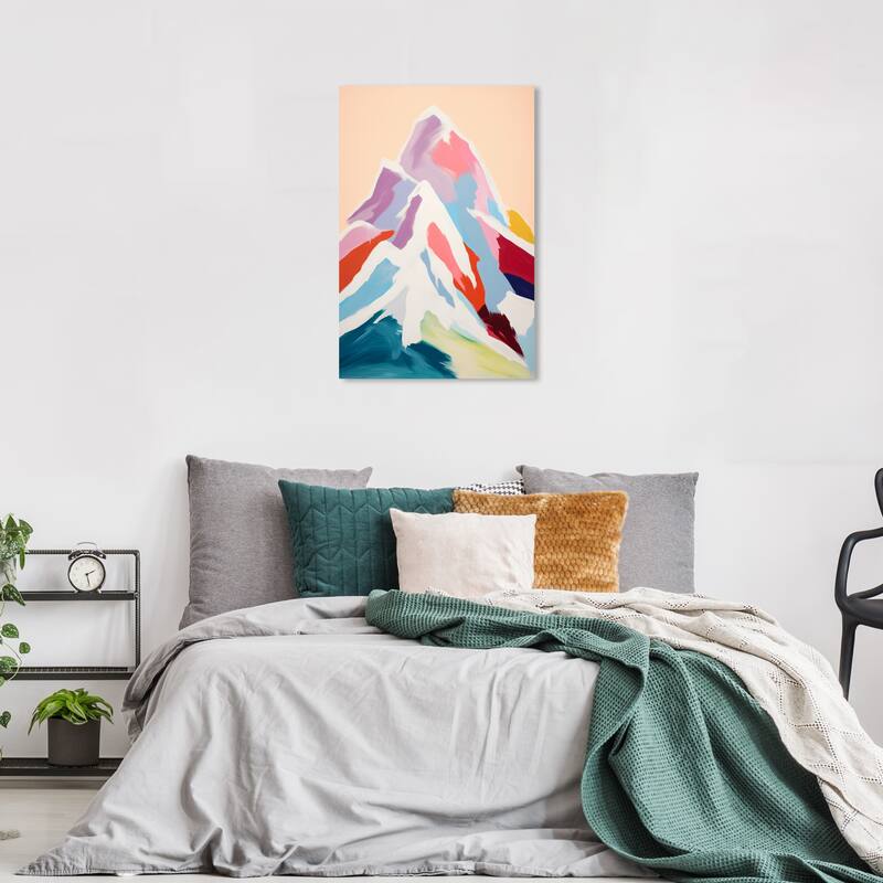 Wynwood Studio Nature and Landscape Mountain in Pastel Colors Pink and Light Pink Modern & Contemporary Wall Art Canvas Print - 36 x 24
