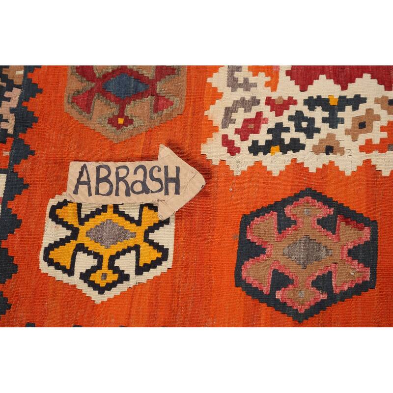 Kilim Qashqai Persian Vintage Rug Oriental Flatweave Wool Carpet - 5'2"x 9'6"