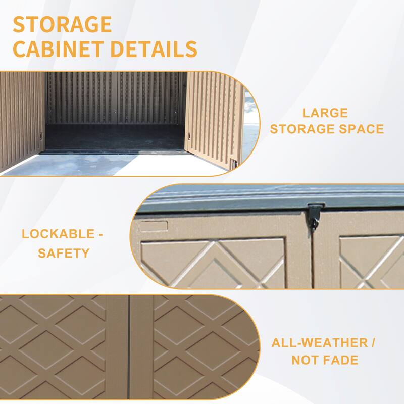 4.43 ft.x 2.82 ft White Resin HDPE Outdoor Storage Shed with Lockable Door