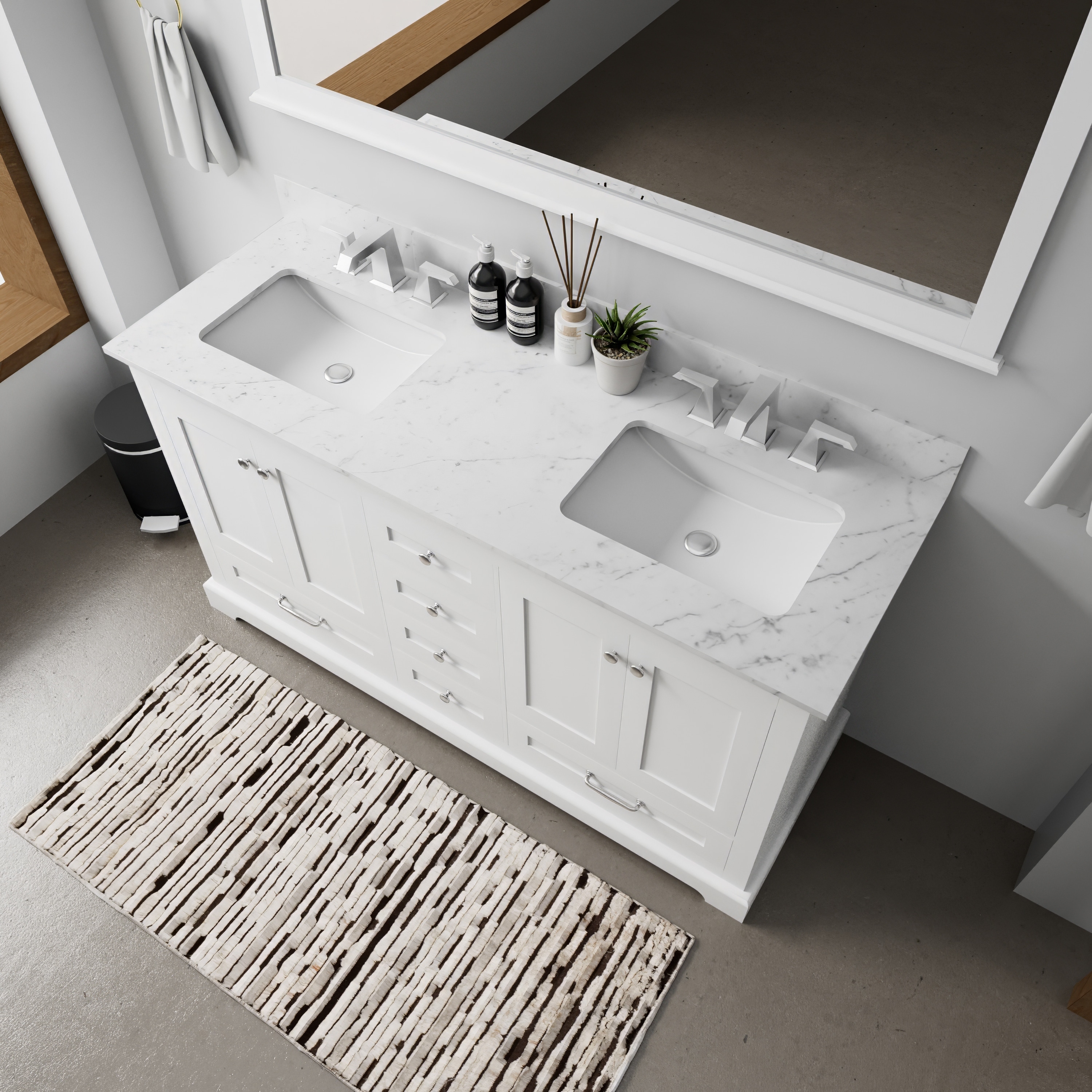 Double Bath Vanity 60 In. W X 22 In. D For Home