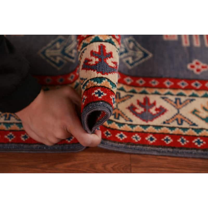Blue Kazak Foyer Rug Oriental Traditional Handmade Wool Carpet - 2'8"x 4'1"