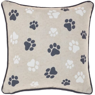 Mina Victory Pet Beds & Houses Emb Paw Prints 14" x 14" Black Indoor Throw Pillow