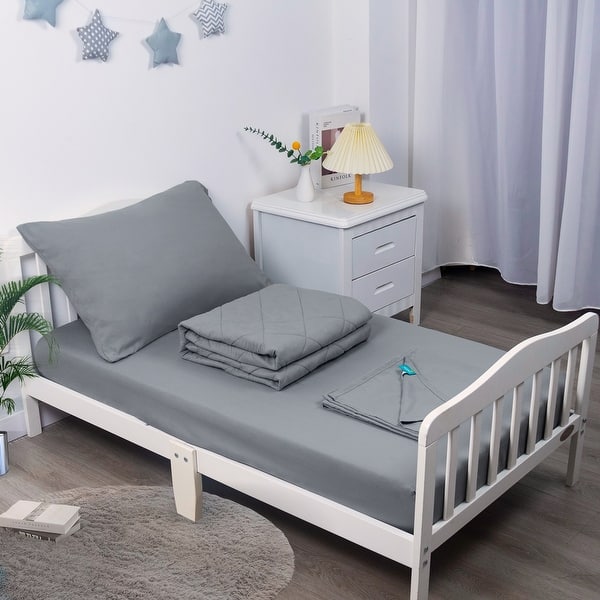 slide 2 of 6, Biloban 4-Piece Toddler Comforter Set for Kids - Grey