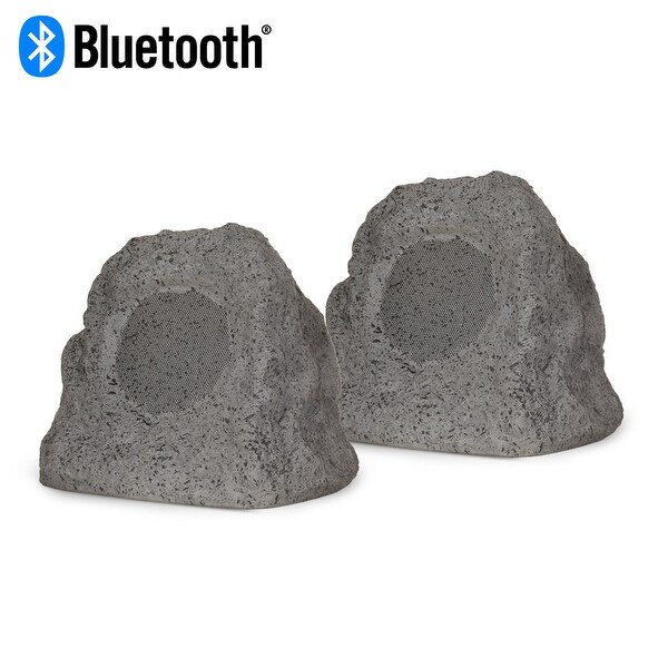 Theater Solutions Powered Bluetooth Outdoor Granite Rock Speaker Pair Coaxial - Overstock - 22297391